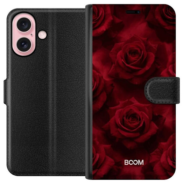 Plånboksfodral till Apple iPhone 16 med Crimson Rose