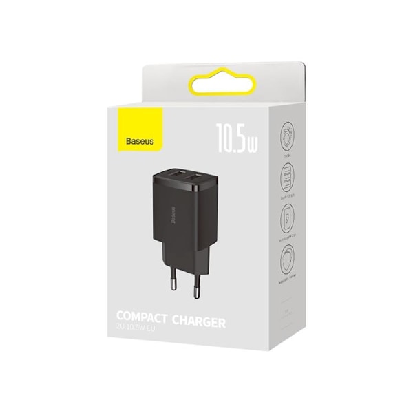 Baseus EU Compact Väggladdare USB 10.5W - Svart Svart