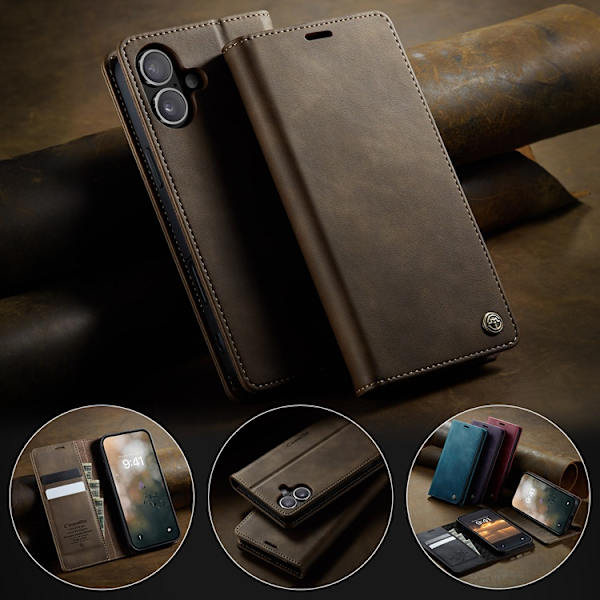 Caseme iPhone 17 Plånboksfodral RFID Blocking 033 Series - Kaffe Brun