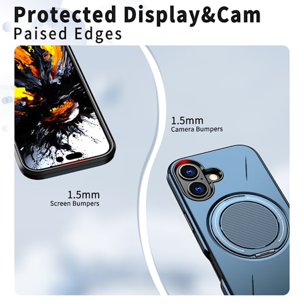 Mobilskal till iPhone 16 Plus MagSafe Rotating Kickstand TPU + PC Blå