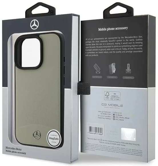 Mercedes Mobilskal till iPhone 16 Pro Max MagSafe Textured Plain Läder Beige