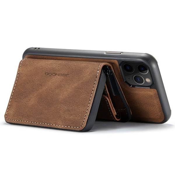 JEEHOOD iPhone 11 Pro Plånboksfodral Konstläder TPU Magnetisk Brun