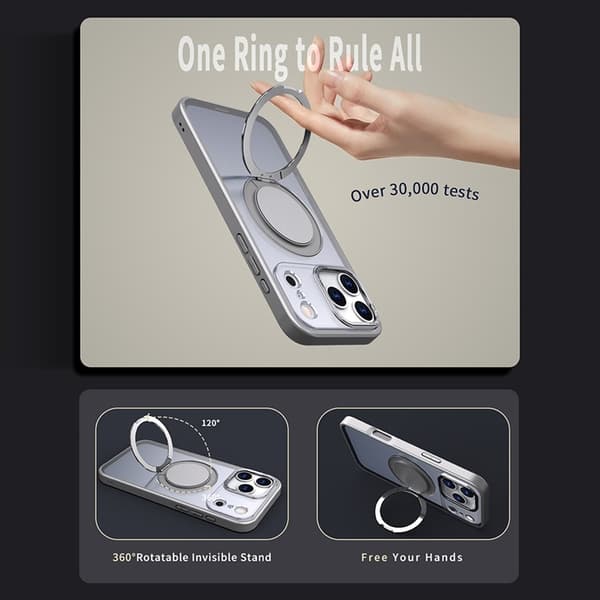 Mobilskal till iPhone 17 Pro MagSafe TPU+PC Kickstand - Titangrå Grå