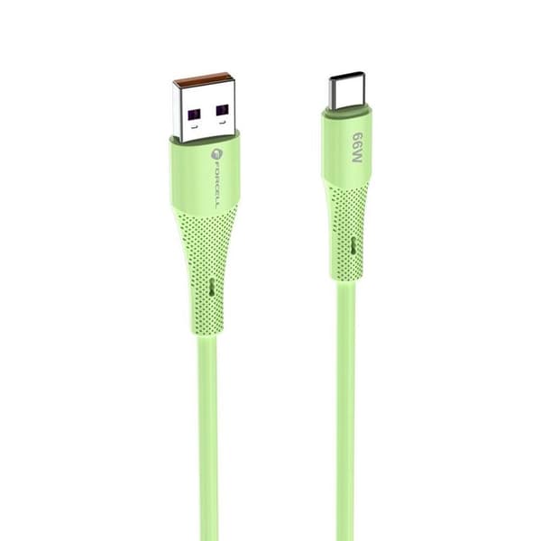FORCELL USB-A till USB-C 66W Kabel 3A 1m QC4.0 Silikon C342 - Grön