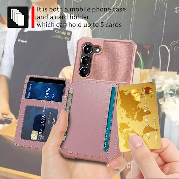 Galaxy S23 Plus Mobilskal Korthållare Kickstand - Rosa