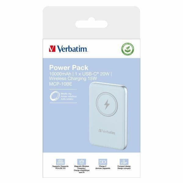 Verbatim Magnetisk Trådløs Powerbank 10000mAh 15W - Blå Blå