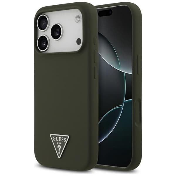 Guess Mobilskal till iPhone 17 Pro MagSafe Silikon Triangle Logo - Khaki Grön