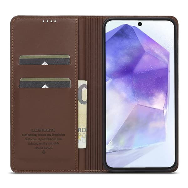 LC.IMEEKE L1 Series Samsung Galaxy A35 Plånboksfodral Konstläder - Brun