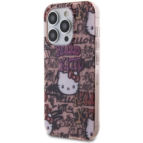 Hello Kitty iPhone 13 Pro Max Mobilskal IML Tags Graffiti - Rosa