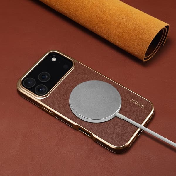 DENIOR Mobilskal till iPhone 17 Pro Max Äkta Läder PC + TPU - Brun