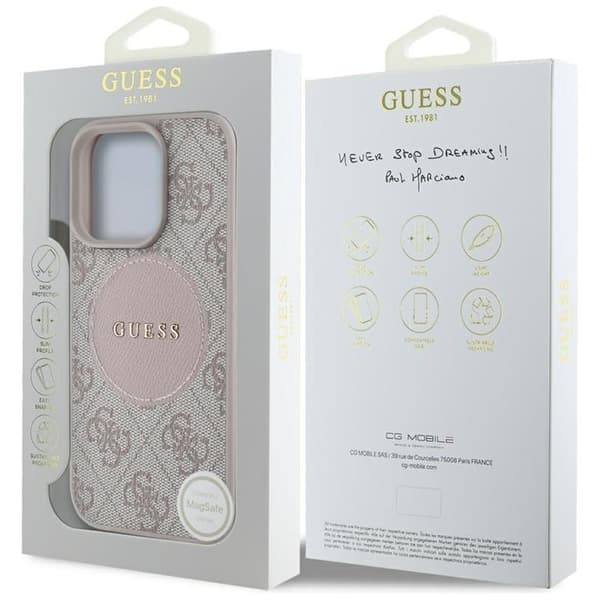 Guess telefontaske til iPhone 16 Pro MagSafe 4G Circle - Lyserød Rosa