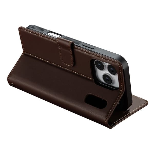 LC.IMEEKE L2 Series iPhone 17 Pro Plånboksfodral Konstläder - Brun