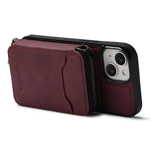 LC.IMEEKE L6 iPhone 13 mini Plånboksfodral Konstläder - Röd