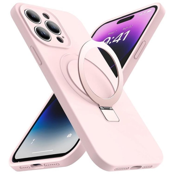 iPhone 14 Pro Mobile Case Magsafe nestemäinen silikoni - vaaleanpunainen