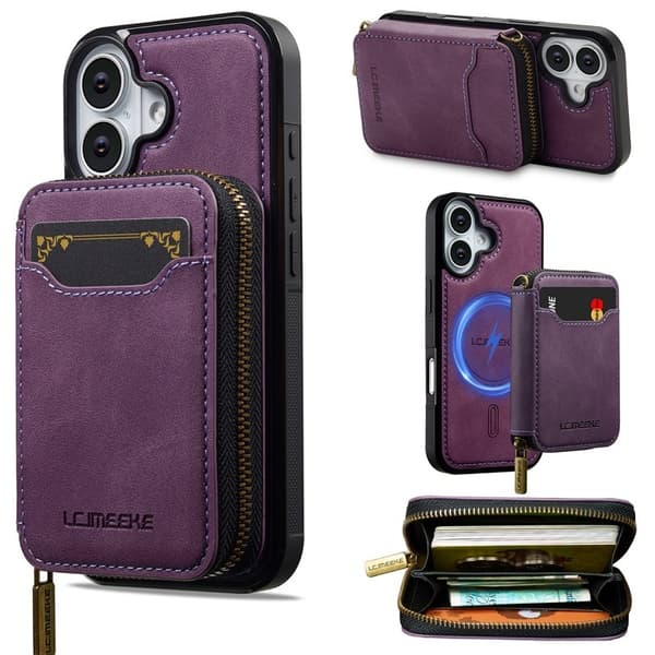 LC.IMEEKE L6 iPhone 17 Plånboksfodral Konstläder - Lila