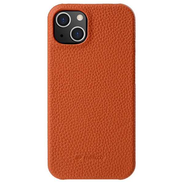 MELKCO Mobilskal till iPhone 13 Äkta Läder + PC Orange
