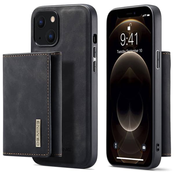 DG.MING Magnetiskt Konstläder Plånboksfodral iPhone 15 Plus - Svart