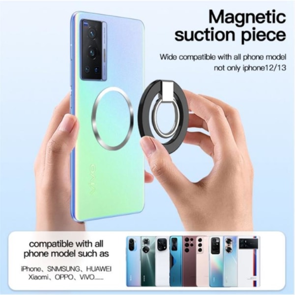 Magsafe magneettinen sormusteline matkapuhelimeen - musta