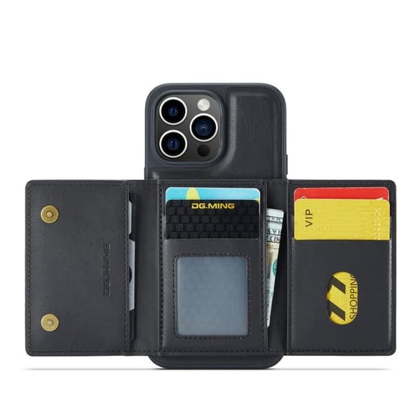 DG.MING M5 Series Mobilskal till iPhone 16 Pro Max Magnetisk Konstläder Svart