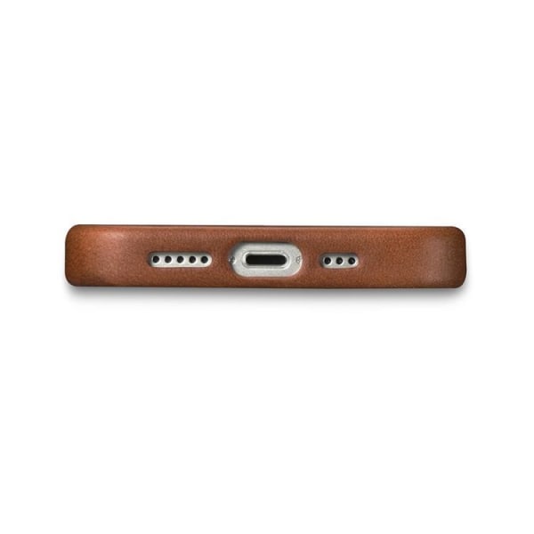 iCarer iPhone 14 Case Magsafe Genuine Leather Oil Wax - punainen ruskea