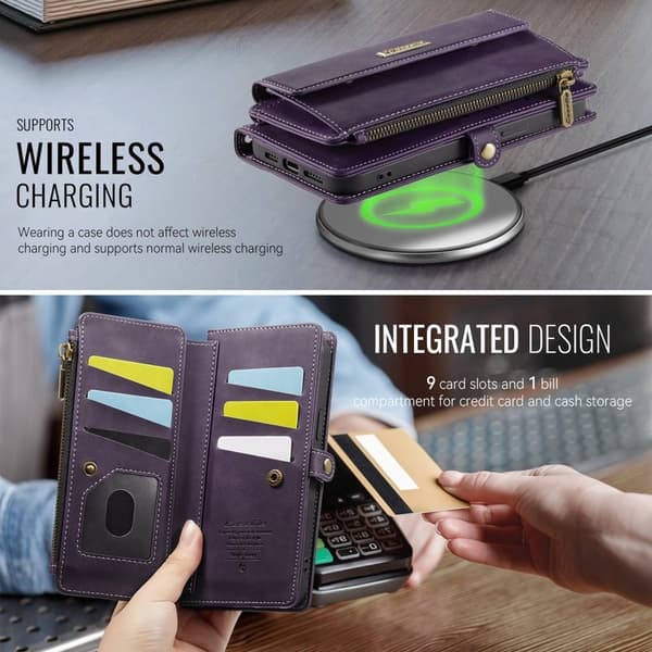 CASEME Konstläder Plånboksfodral till iPhone 12 mini Lila med RFID-Skydd