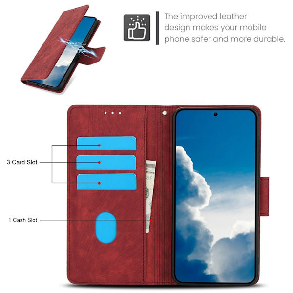 Plånboksfodral för Samsung Galaxy S26 Plus Konstläder - Röd