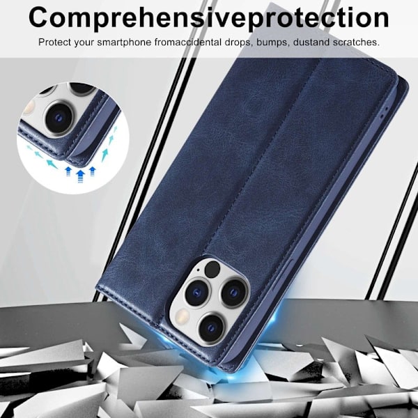 LC.IMEEKE iPhone 13 Pro Plånboksfodral - RFID Blocking - Konstläder - Blå