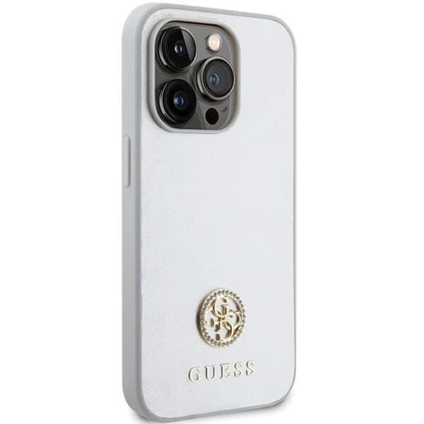 Guess Mobilskal till iPhone 15 Plus Strass Metal Logo - Silver