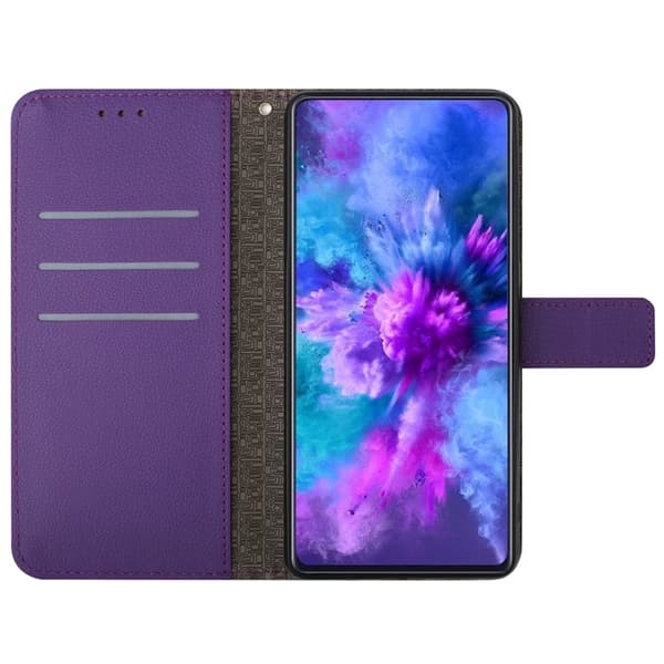 OnePlus Nord 5 Plånboksfodral Litchi Imprint - Mörklila Lila