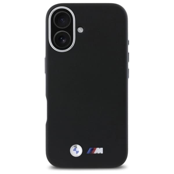 BMW telefontaske til iPhone 16 glat fuldt indpakket metal - sort Black