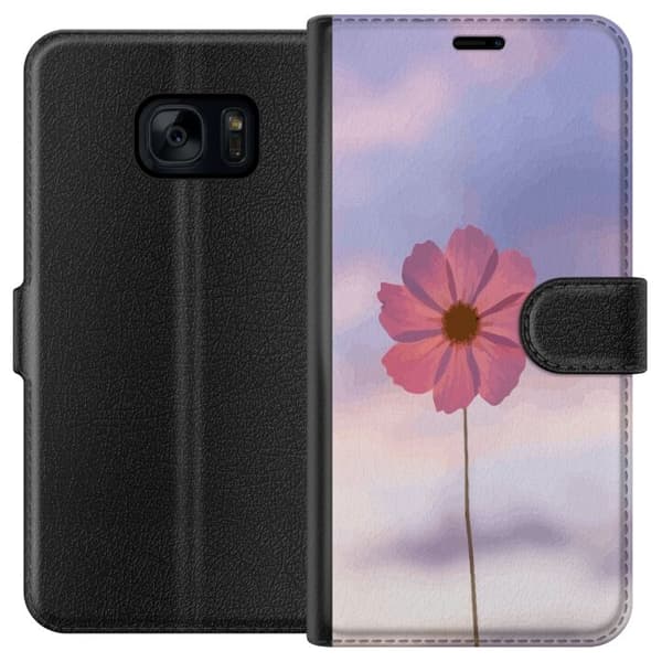 Plånboksfodral till Samsung Galaxy S7 med Rosa blomma