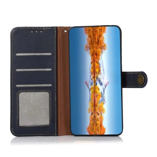 KHAZNEH Galaxy S22 Ultra Wallet Case aitoa nahkaa - sininen