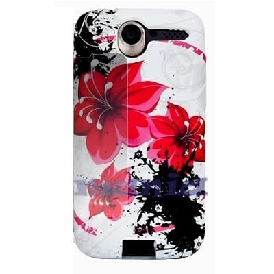 FlexiCase Skal till Apple iPhone 4 (RedScarlet Flower) Röd