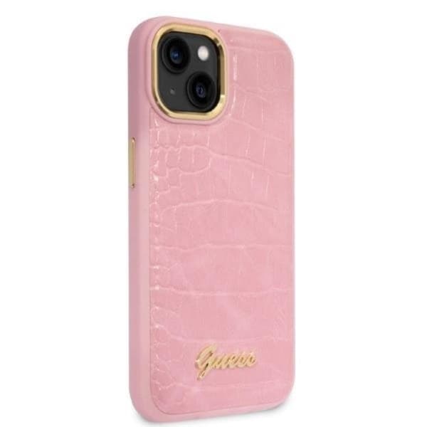 GUESS iPhone 14 Plus -kotelo Croco Collection - Pinkki Rosa