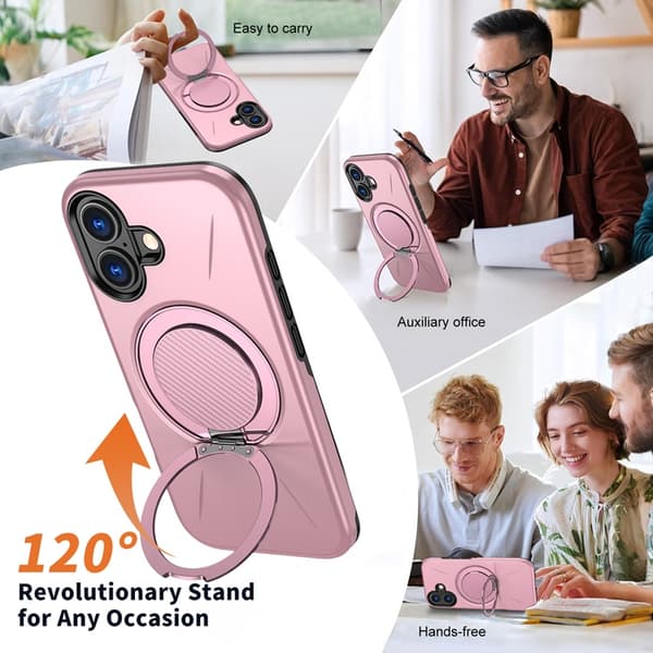 Mobilskal till iPhone 16 MagSafe Rotating Kickstand TPU + PC Rosa