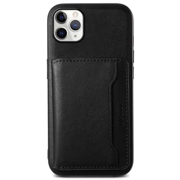 DENIOR Mobilskal till iPhone 11 Pro Max Äkta Läder Magnetisk - Svart