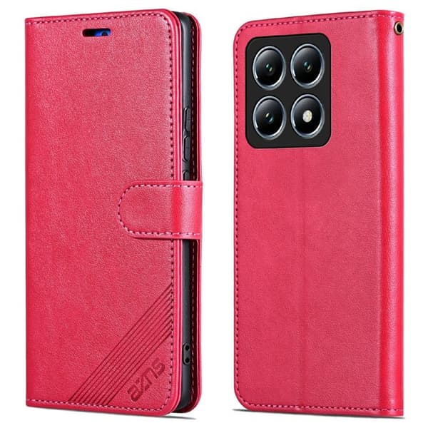 AZNS Xiaomi 14T Plånboksfodral Anti-Scratch Konstläder - Röd