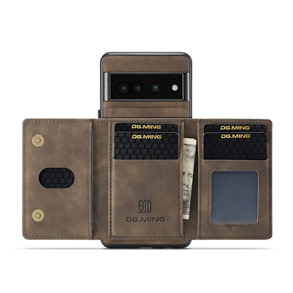 DG.MING Google Pixel 7 Pro Plånboksfodral M2 2IN1 - Mörkbrun