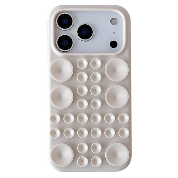 Mobilskal till iPhone 17 Pro Max Sugkopp Silikon med Tygfoder Beige