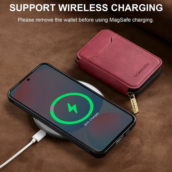 LC.IMEEKE L6 för Samsung Galaxy S24+ Plånboksfodral - Röd Konstläder