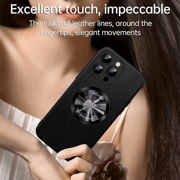 SULADA Mobilskal till iPhone 15 Pro Microfiber Läder + TPU Skydd Svart