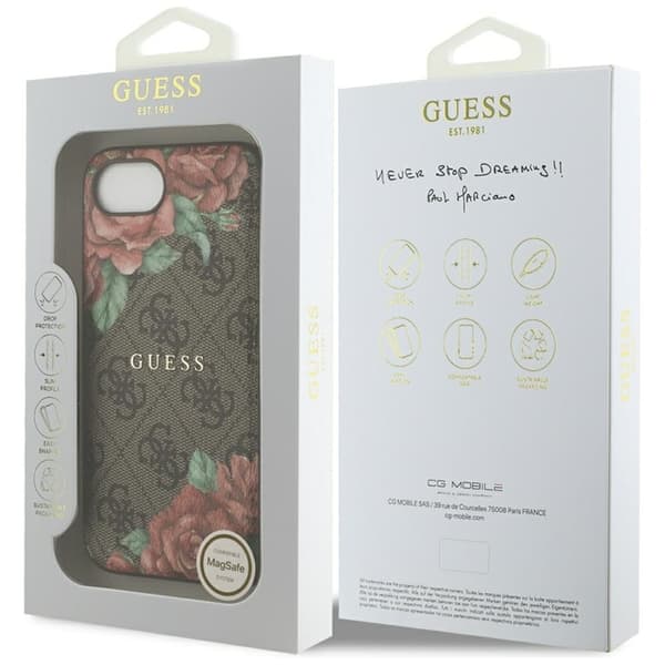 Guess Telefontaske til iPhone 16e Magsafe Blomsterprint - Brun Brun
