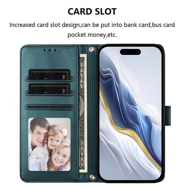 OnePlus 15 5G Konstläder Plånboksfodral Love Cat Pattern Imprint Grön