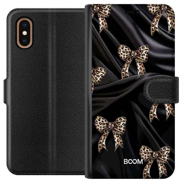 Plånboksfodral till Apple iPhone XS Max med Leopard Bow