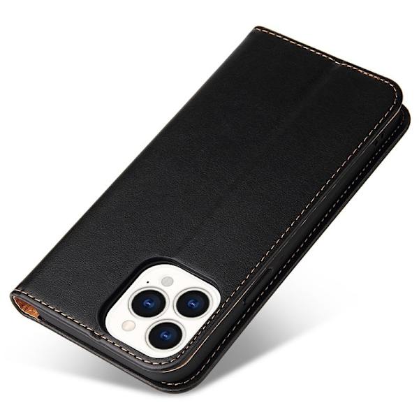 FIERRE SHANN iPhone 15 Pro Plånboksfodral - Magnetisk Konstläder - Svart
