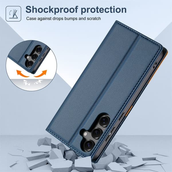 N.BEKUS P3 För Samsung Galaxy S26 Konstläder Plånboksfodral RFID-Skydd - Blå