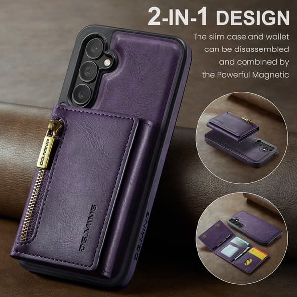 DG.MING Samsung Galaxy S23 FE Konstläder Plånboksfodral Magnetisk Lila