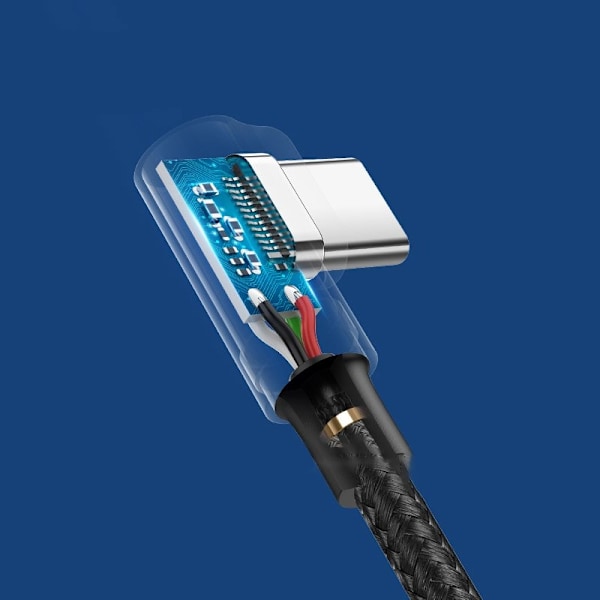 Ugreen USB-C till USB-A kabel vinklad snabbladdning QC 3.0 1m grå