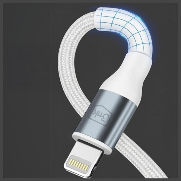 3MK USB-C till Lightning 20W kabel 9V/2A 1m N-SERIES Hyper - Vit Vit