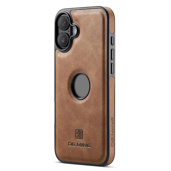 DG.MING Mobilskal till iPhone 16 Plus Anti-Drop Läder - Brun